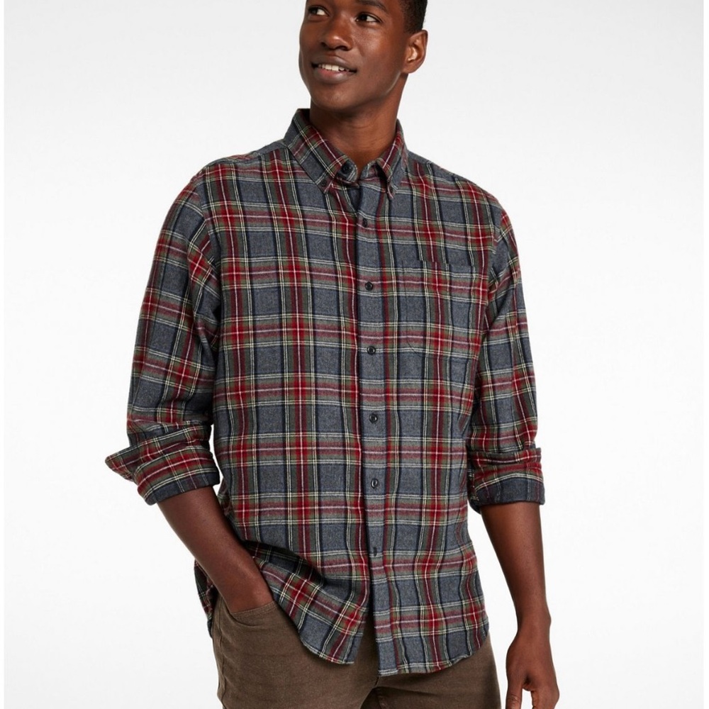 L.L. Bean Men's Scotch Plaid Flannel Shirt, Traditional Fit Size: L-Tall